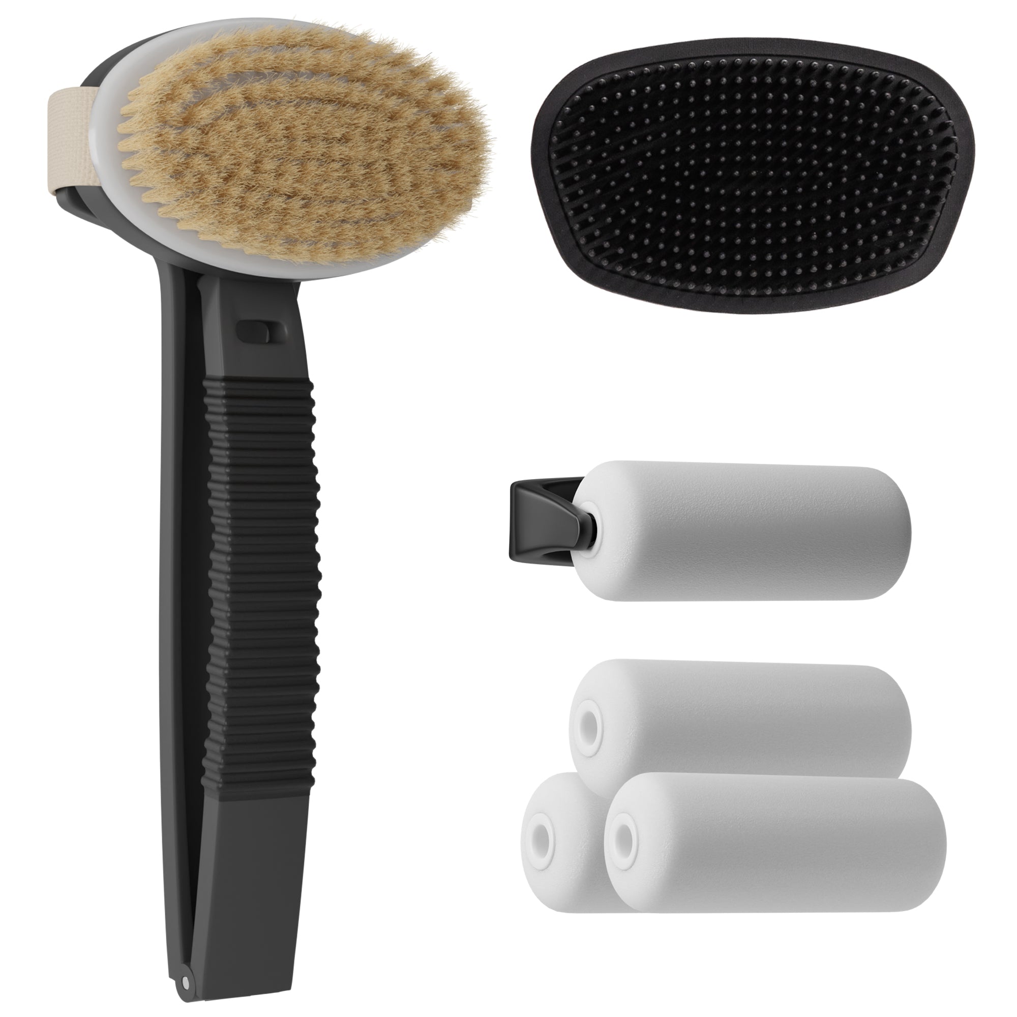 Bearback Stay Smooth Bundle: Dry Body Brush, Silicone Body Scrubber, Rolling Lotion Applicator